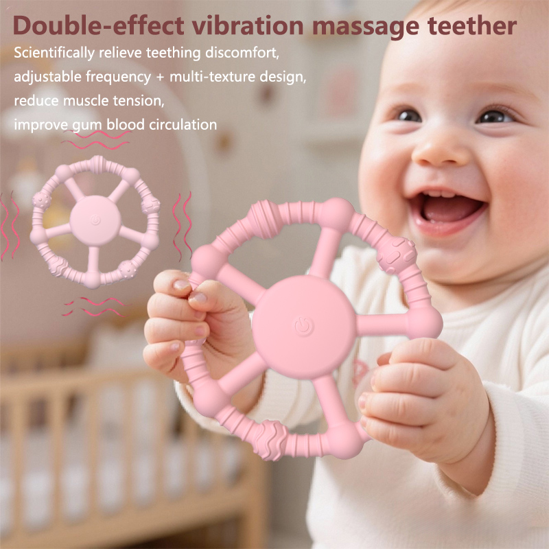 Anneau de dentition vibrant USB pour b&eacute;b&eacute;s - Silicone de qualit&eacute; alimentaire