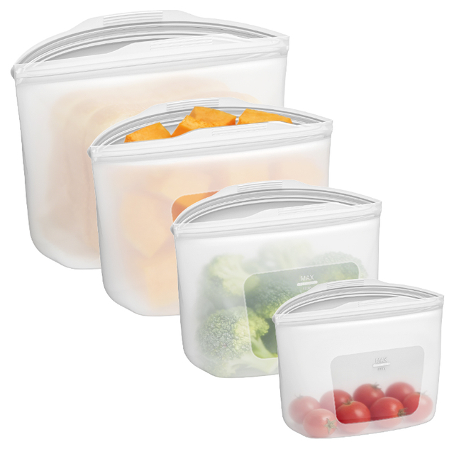 Bolsas reutilizables de silicona para almacenamiento de alimentos: a prueba de fugas, sin BPA