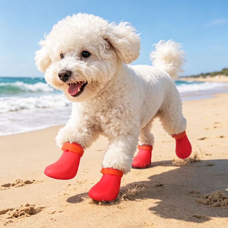 2027 Botas de goma antideslizantes de primer nivel, zapatos de lluvia impermeables de silicona para perros, para primavera y verano al aire libre