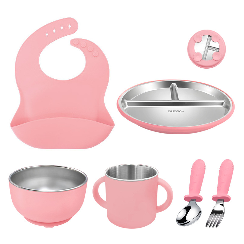 Logotipo personalizado para ni&ntilde;os, comedor para ni&ntilde;os peque&ntilde;os, carcasa de silicona extra&iacute;ble, placas divididas de succi&oacute;n para beb&eacute;s, placa para ni&ntilde;os de acero inoxidable