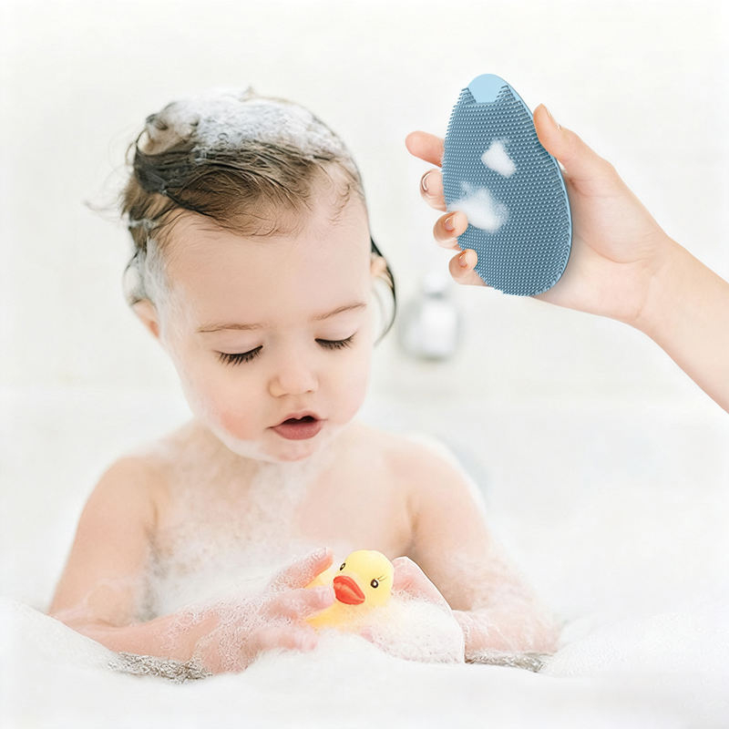 Brosse de nettoyage de cheveux en Silicone souple, r&eacute;utilisable, nettoyant pour le bain de b&eacute;b&eacute;, masseur, &eacute;purateur, brosse &agrave; shampoing pour b&eacute;b&eacute;