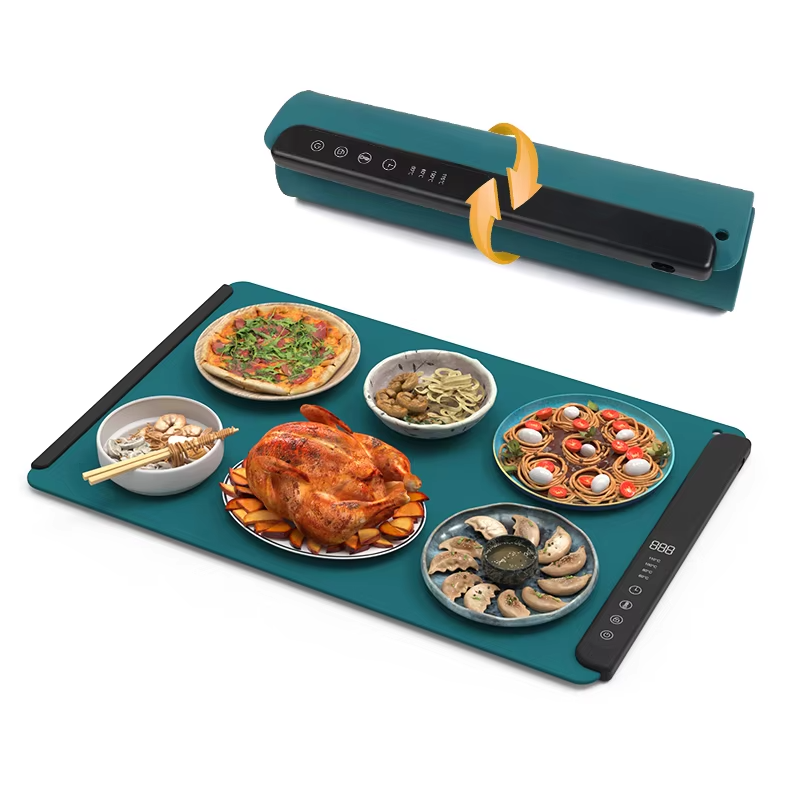 Almohadilla t&eacute;rmica de silicona plegable Flexible, calentadores de alimentos para cocina, estera de calentamiento c&oacute;moda y conveniente