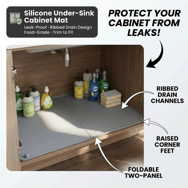 Alfombrilla impermeable debajo del fregadero, Protector de revestimiento de gabinete, alfombrilla de drenaje de silicona, servicio de corte de bandeja de platos de cocina, gran oferta