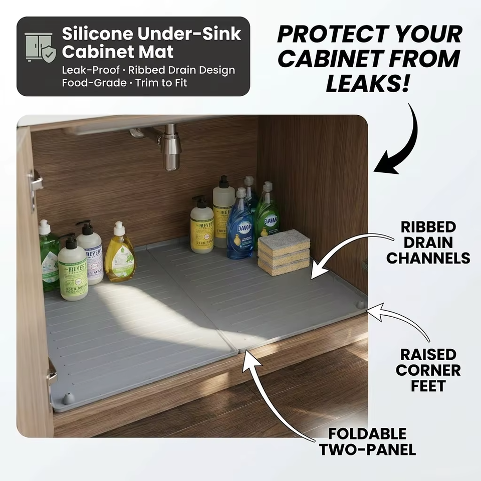 Tapis imperm&eacute;able sous l'&eacute;vier, protecteur de rev&ecirc;tement d'armoire, tapis de vidange en Silicone, plateau de vaisselle de cuisine, Service de coupe, offre sp&eacute;ciale