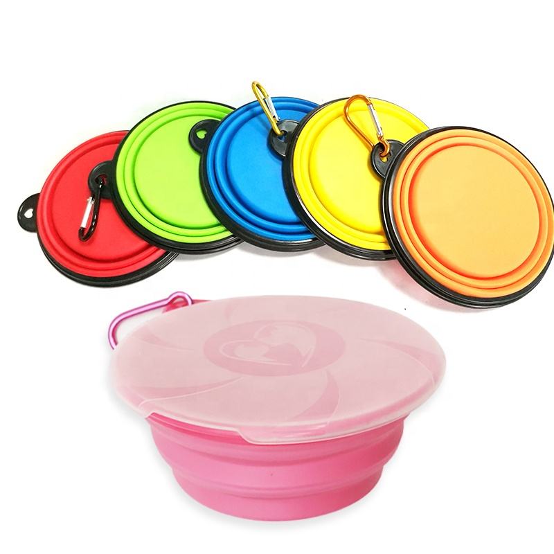 Bol Portable en Silicone pour animaux de compagnie, gamelle pliable pour ingestion lente, bol pour chien &agrave; Sublimation, blanc, antid&eacute;rapant, bol pliable pour chien avec couvercle