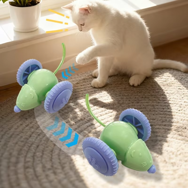 Rat&oacute;n de juguete el&eacute;ctrico con animaci&oacute;n interactiva para mascotas, estilo de dibujos animados, para gatos y perros