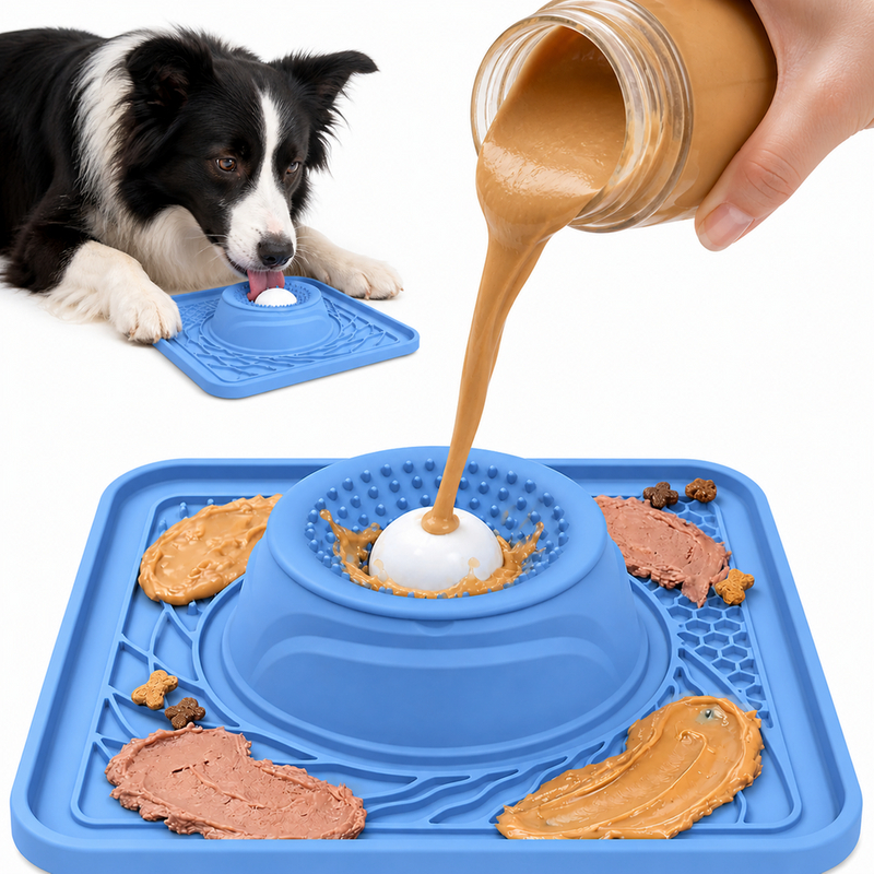 Comedero lento de silicona para perros, plato antiasfixia para lamer alimentos, funci&oacute;n de alimentaci&oacute;n autom&aacute;tica para perros