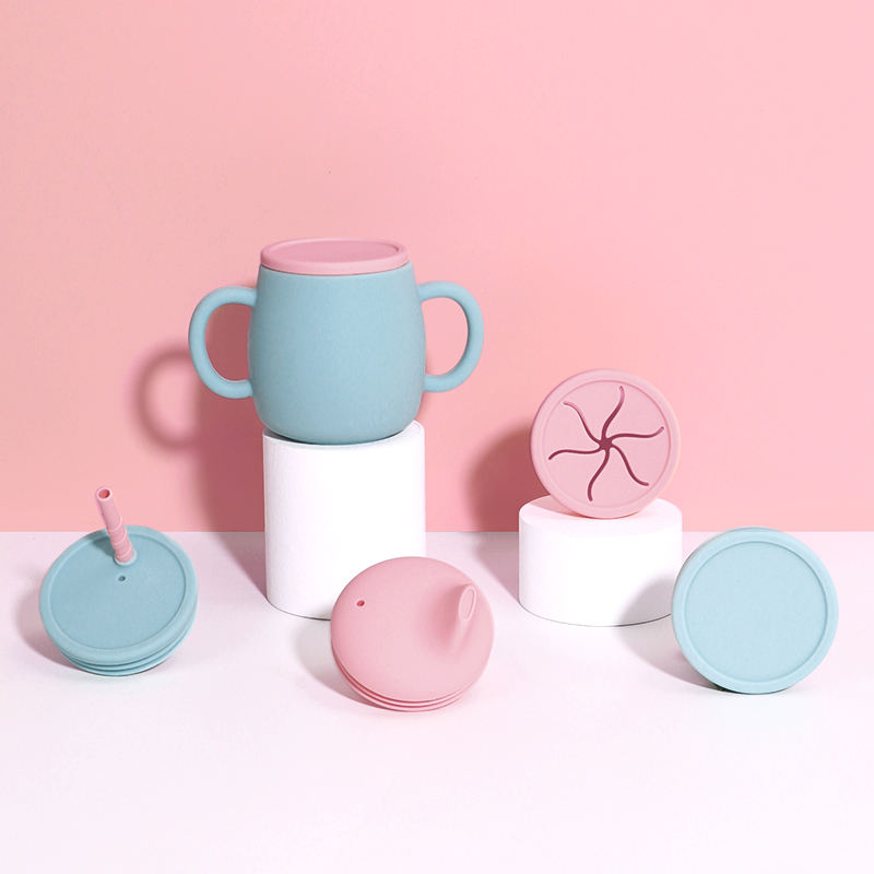 Taza irrompible para sorber de silicona sin BPA para beb&eacute;s con boquilla suave, taza de entrenamiento para ni&ntilde;os peque&ntilde;os apta para lavavajillas