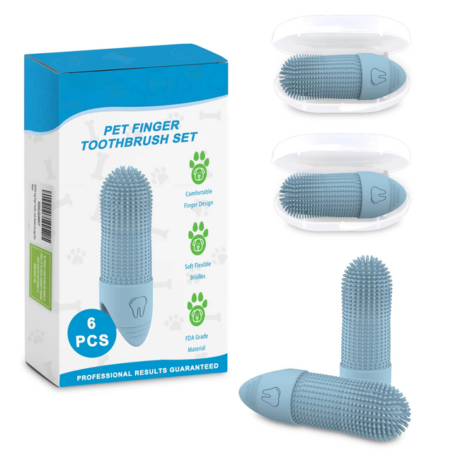 Wellfine-cepillo de dientes de silicona de grado alimenticio para dedos de perros, se adapta a la mayor&iacute;a de los dedos, cepillo de limpieza de dientes para perros y gatos