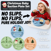 Assiette de No&euml;l en silicone pour b&eacute;b&eacute; - Ensemble d'alimentation par aspiration divis&eacute;e