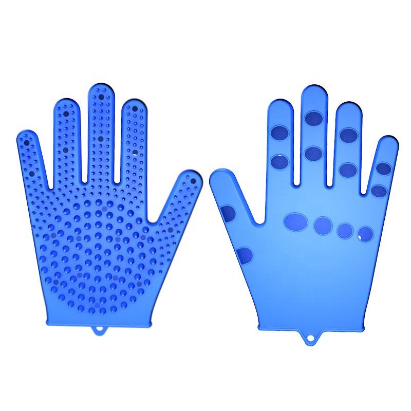 Wellfine-guante de ba&ntilde;o de silicona para mascotas, cepillo quitapelos, guante de ba&ntilde;o para masaje de aseo de mascotas para gatos y perros