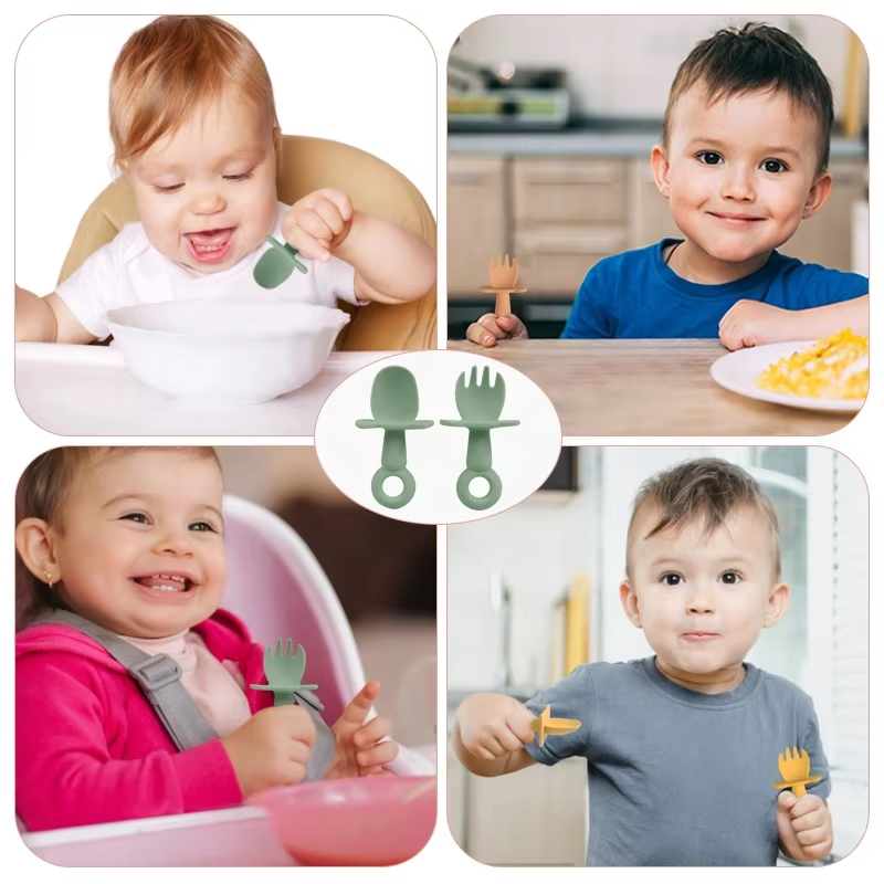 BPA liberan la bifurcaci&oacute;n de la cuchara de la comida del estilo-seguridad del dise&ntilde;o de los ni&ntilde;os de los utensilios de alimentaci&oacute;n del beb&eacute; y del ni&ntilde;o del silic&oacute;n