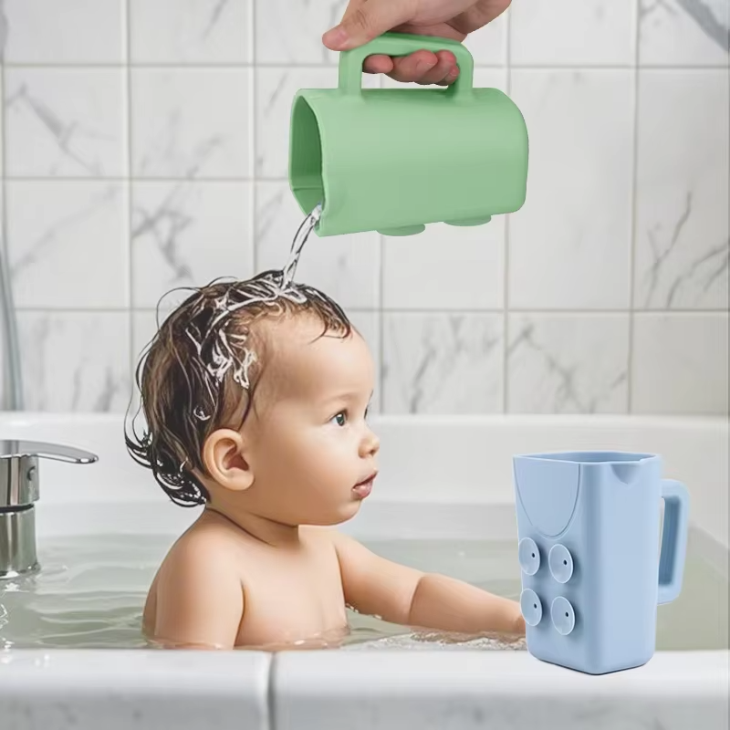 Certification CPC Tasse de rin&ccedil;age pour bain de b&eacute;b&eacute; Tasse de rin&ccedil;age en silicone de qualit&eacute; alimentaire sans d&eacute;chirure avec ventouse pour enfants