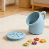 Tazas plegables de silicona con tapa, vajilla para ni&ntilde;os, contenedor de almacenamiento de aperitivos para ni&ntilde;os, taza plegable de regalo