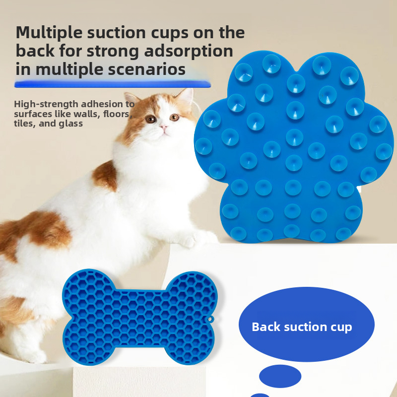 Bol moderne en Silicone pour animaux de compagnie, avec fonction automatique, Base d'aspiration &agrave; motif solide, tapis &agrave; l&eacute;chage lent pour l'hydratation de l'alimentation des chiens et des chats