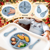 Assiette de No&euml;l en silicone pour b&eacute;b&eacute; - Ensemble d'alimentation par aspiration divis&eacute;e