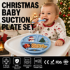 Assiette de No&euml;l en silicone pour b&eacute;b&eacute; - Ensemble d'alimentation par aspiration divis&eacute;e
