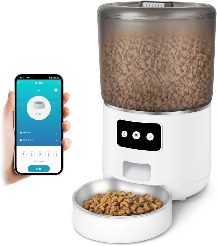 Dispensador autom&aacute;tico elegante de la comida para gatos del silic&oacute;n del alimentador del animal dom&eacute;stico de WiFi de la nueva llegada con control del APP para los perros