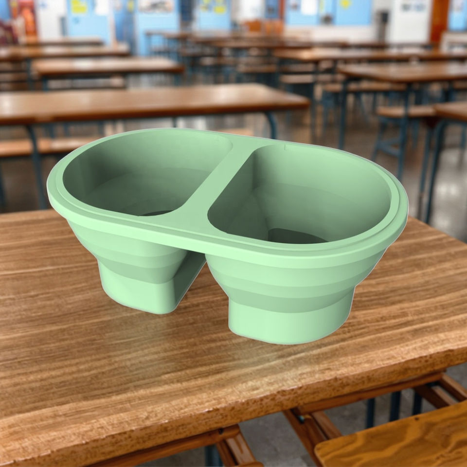 Bo&icirc;te &agrave; d&eacute;jeuner Bento Portable pour enfants, r&eacute;cipient de stockage de qualit&eacute; alimentaire en Silicone sans BPA avec 2 compartiments