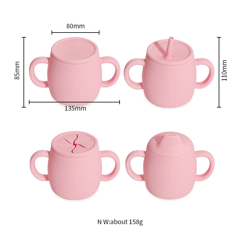 Taza irrompible para sorber de silicona sin BPA para beb&eacute;s con boquilla suave, taza de entrenamiento para ni&ntilde;os peque&ntilde;os apta para lavavajillas