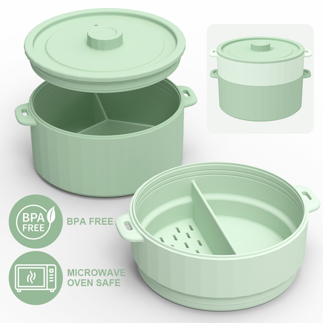 야채용 실리콘 전자레인지 스티머 - BPA 프리 보울