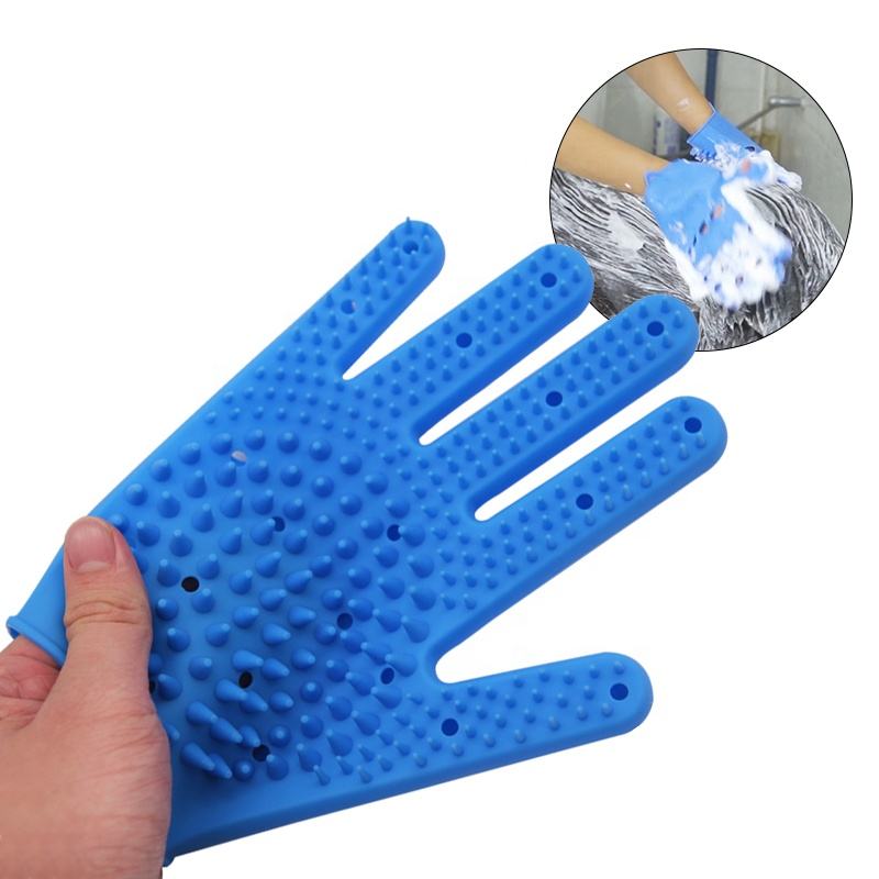 Wellfine-guante de ba&ntilde;o de silicona para mascotas, cepillo quitapelos, guante de ba&ntilde;o para masaje de aseo de mascotas para gatos y perros