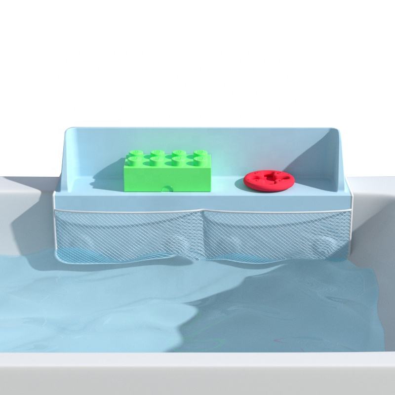 Protection contre les &eacute;claboussures de douche d'angle de baignoire de salle de bains, zone d'&eacute;tag&egrave;re de jeu d&eacute;tachable, protection contre les &eacute;claboussures pour baignoire