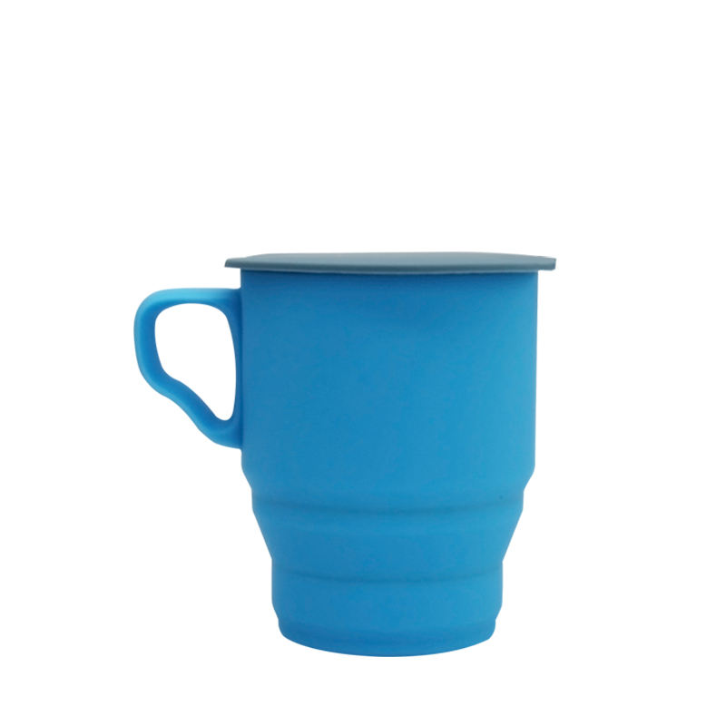 Tasse &agrave; caf&eacute; r&eacute;utilisable pliable en silicone sans BPA r&eacute;utilisable avec logo personnalis&eacute; de voyage portable OEM ODM avec couvercle