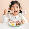 Plato de cena de cer&aacute;mica Wellfine, vajilla de porcelana apta para microondas para ni&ntilde;os, plato de cer&aacute;mica para beb&eacute; con succi&oacute;n de silicona