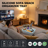 Caja de aperitivos Caddy de silicona para sof&aacute;, bandeja organizadora impermeable con taza y soporte para tel&eacute;fono para cama, asiento de coche, uso en la playa, novedad