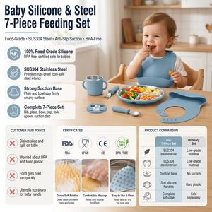 Logotipo personalizado para ni&ntilde;os, comedor para ni&ntilde;os peque&ntilde;os, carcasa de silicona extra&iacute;ble, placas divididas de succi&oacute;n para beb&eacute;s, placa para ni&ntilde;os de acero inoxidable