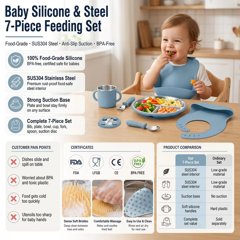 Logotipo personalizado para ni&ntilde;os, comedor para ni&ntilde;os peque&ntilde;os, carcasa de silicona extra&iacute;ble, placas divididas de succi&oacute;n para beb&eacute;s, placa para ni&ntilde;os de acero inoxidable
