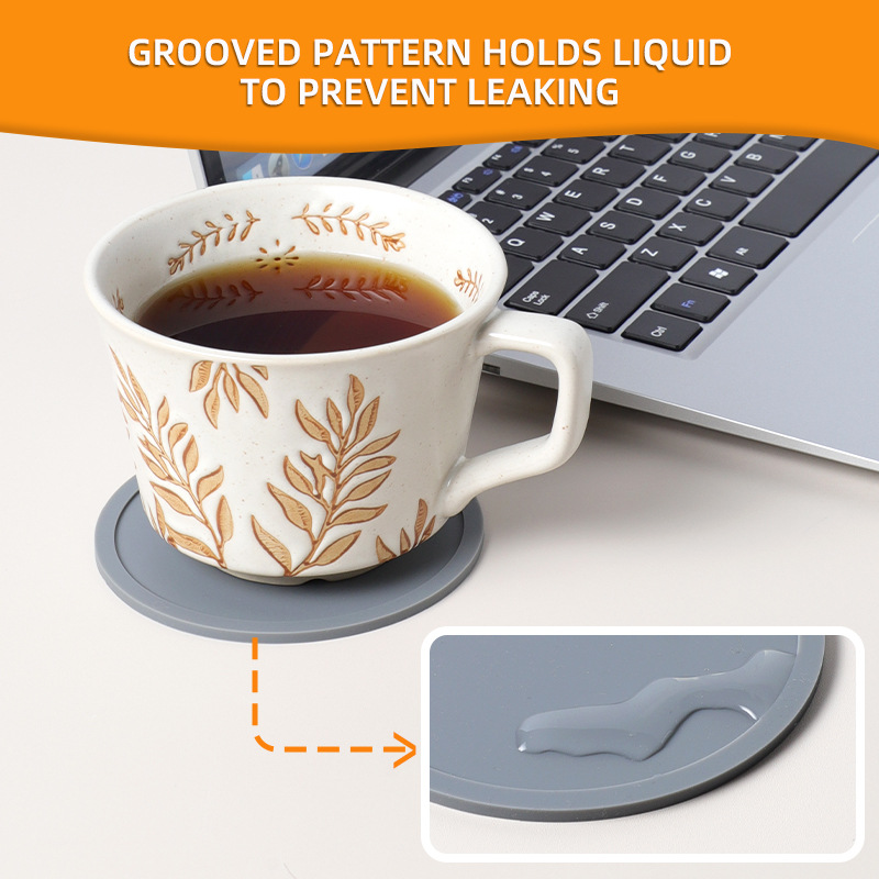 Dessous de verre en Silicone souple et antid&eacute;rapant, imperm&eacute;able, tapis de tasse pour la Protection de table, tapis en Silicone personnalis&eacute;