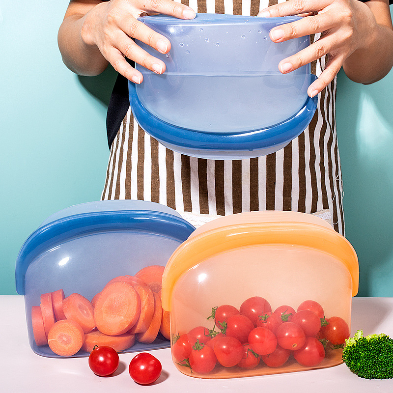 Sac de stockage des aliments en Silicone, vente en gros, sans BPA, &eacute;cologique, conservation de la fra&icirc;cheur, &eacute;tanche, r&eacute;utilisable, sac de stockage des aliments