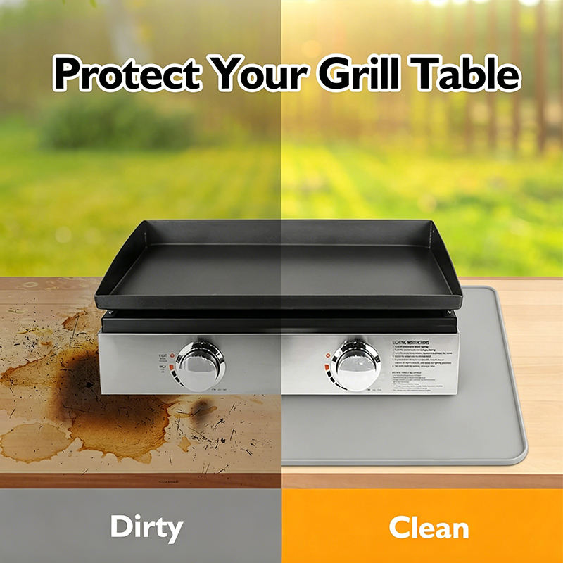 Estera de silicona para parrilla de barbacoa transfronteriza, estera protectora de suelo ign&iacute;fuga resistente al calor port&aacute;til