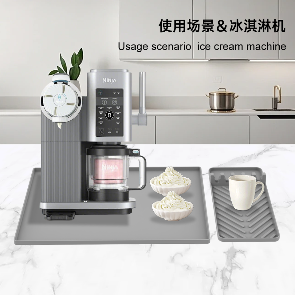 Wellfine カスタムロゴシリコングレーコーヒーマットコーヒーメーカーエスプレッソマシンマット
