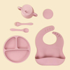 Nouveaut&eacute;s personnalis&eacute; sans BPA enfants ensemble de vaisselle b&eacute;b&eacute; bavoir enfant en bas &acirc;ge assiettes bols Silicone Sippy tasse Silicone b&eacute;b&eacute; Kit d'alimentation
