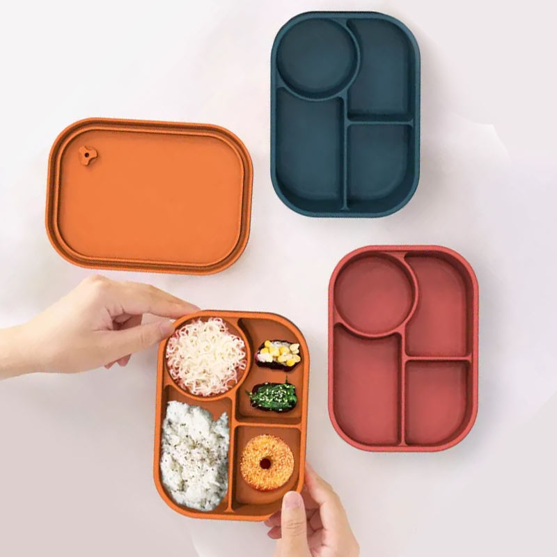 Экологически чистый портативный силиконовый набор для обеда Bento для офиса с отделением для детей и взрослых