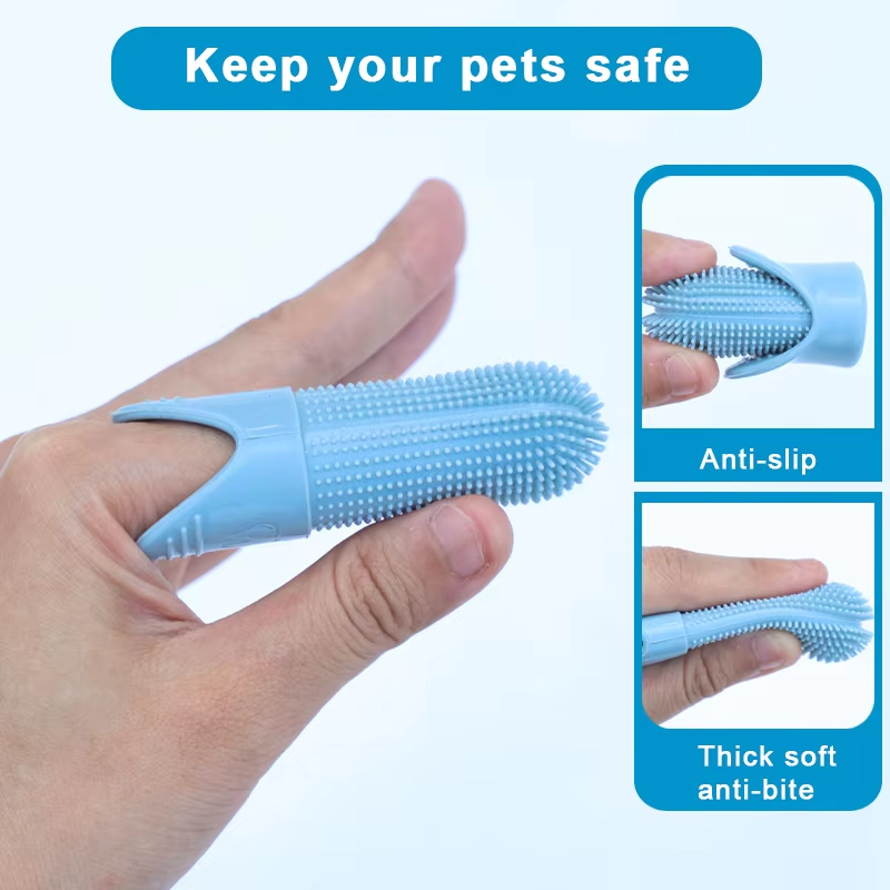 Wellfine-cepillo de dientes de silicona de grado alimenticio para dedos de perros, se adapta a la mayor&iacute;a de los dedos, cepillo de limpieza de dientes para perros y gatos
