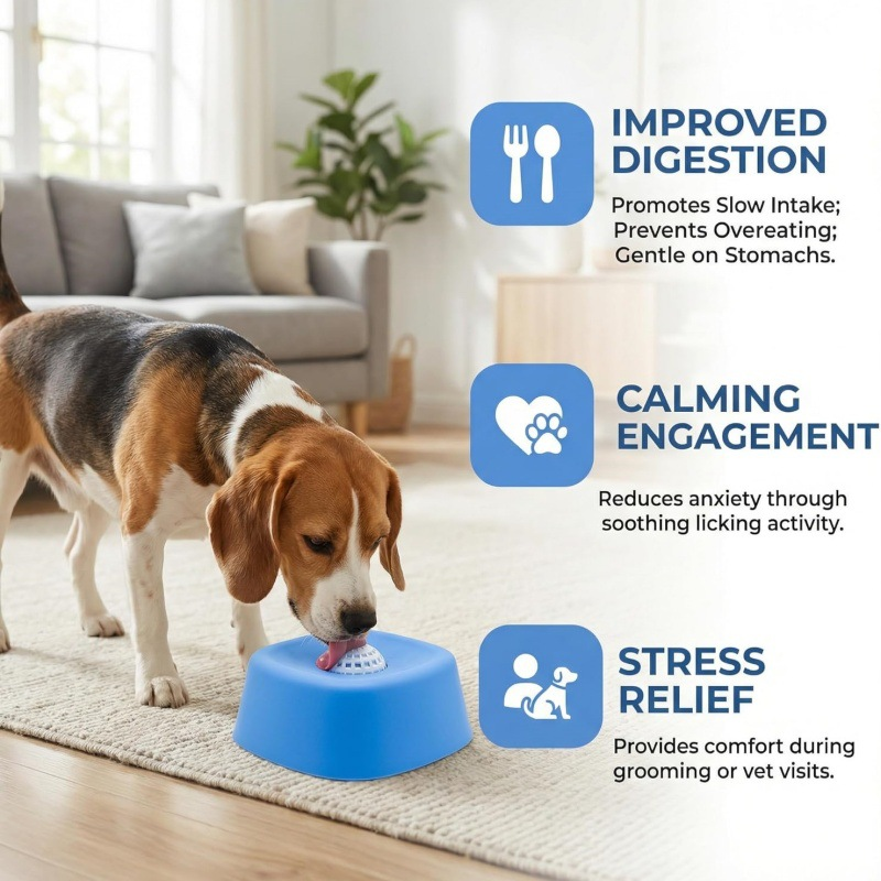 Bol &agrave; l&eacute;cher liquide pour chien, avec boule roulante, mat&eacute;riau ABS, alimentation lente, antid&eacute;rapant, motif solide
