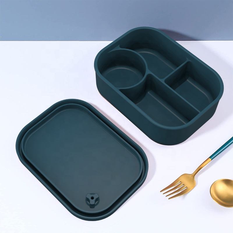 カスタムロゴ食品グレードBPAフリー学生シンプルランチボックスシリコーン弁当ランチボックス