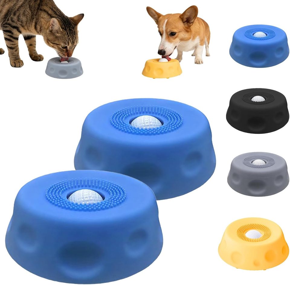 Bol &agrave; l&eacute;cher en Silicone pour animaux de compagnie, motif solide, &eacute;cologique, automatique, gamelle pour ingestion lente, bol de friandises liquides pour chiens, alimentation lente