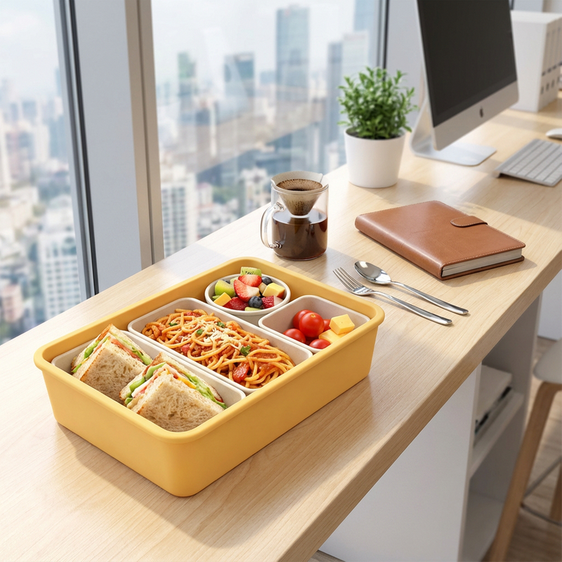 Bo&icirc;te &agrave; d&eacute;jeuner en Silicone de qualit&eacute; alimentaire, fabricant sans BPA, bo&icirc;te &agrave; Bento de bureau Portable et Durable pour adultes