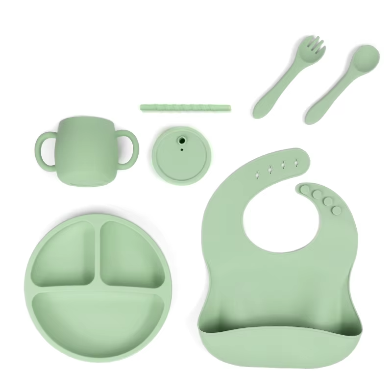 Dise&ntilde;o personalizado, Color, calidad alimentaria, babero de silicona para beb&eacute;, juegos de vajilla, taz&oacute;n, comedor para ni&ntilde;os, juego de alimentaci&oacute;n de beb&eacute; de silicona, juego de comedor para ni&ntilde;os