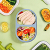 Bo&icirc;te &agrave; d&eacute;jeuner Bento Portable pour enfants, r&eacute;cipient de stockage de qualit&eacute; alimentaire en Silicone sans BPA avec 2 compartiments
