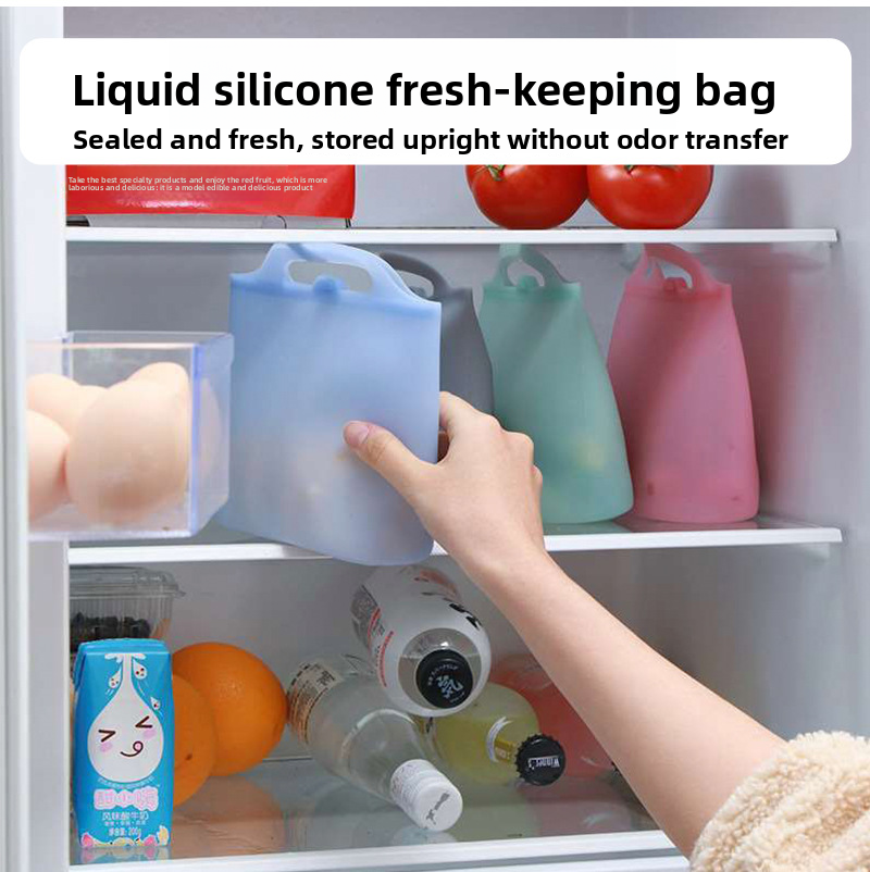 Juego de bolsas de silicona reutilizables respetuosas con el medio ambiente, bolsa con cremallera para almacenamiento fresco, frigor&iacute;fico, congelador, almacenamiento de aperitivos en la cocina