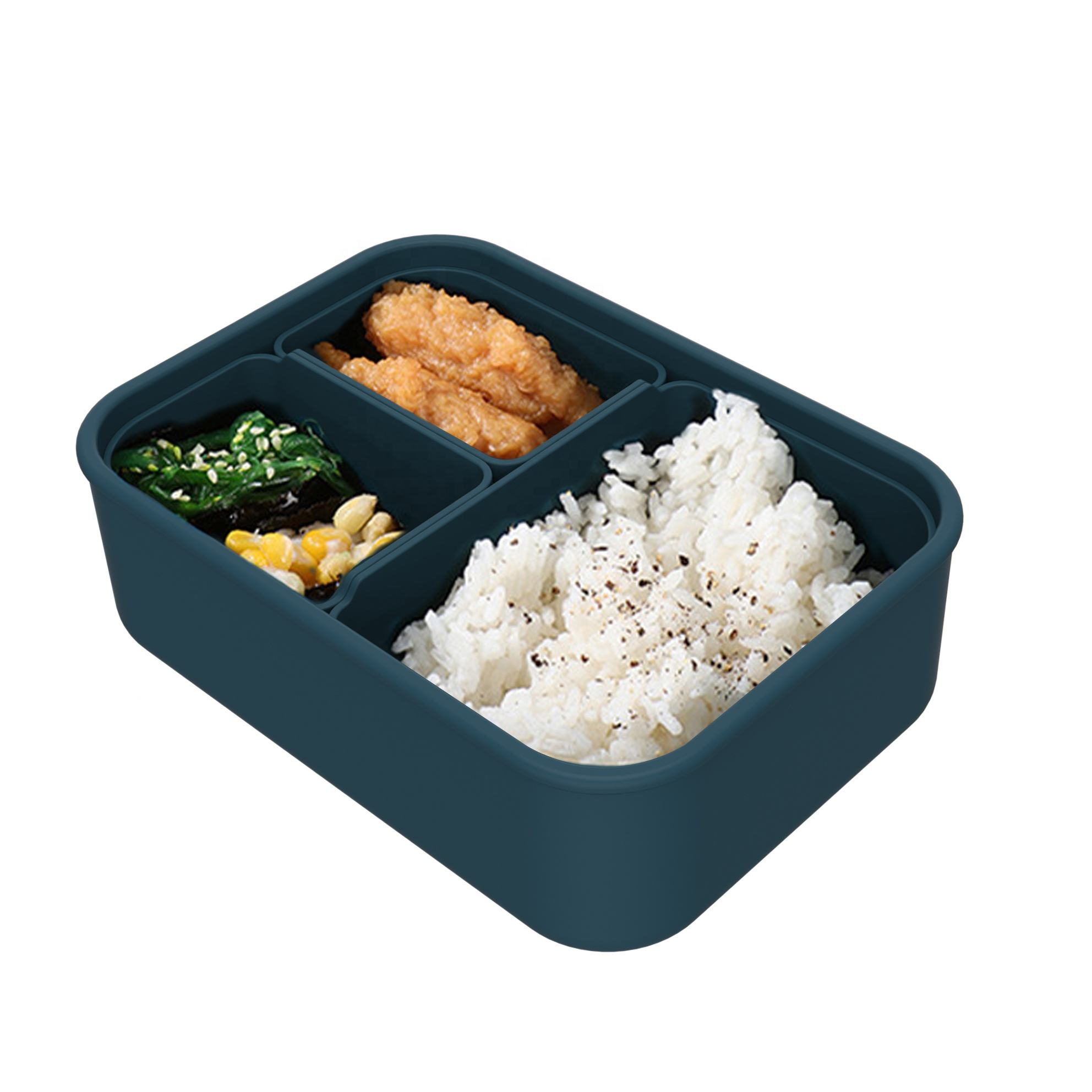 Fiambrera de silicona extra&iacute;ble de calidad alimentaria, fiambrera Bento escolar a prueba de fugas, apto para microondas, f&aacute;cil de limpiar, venta al por mayor