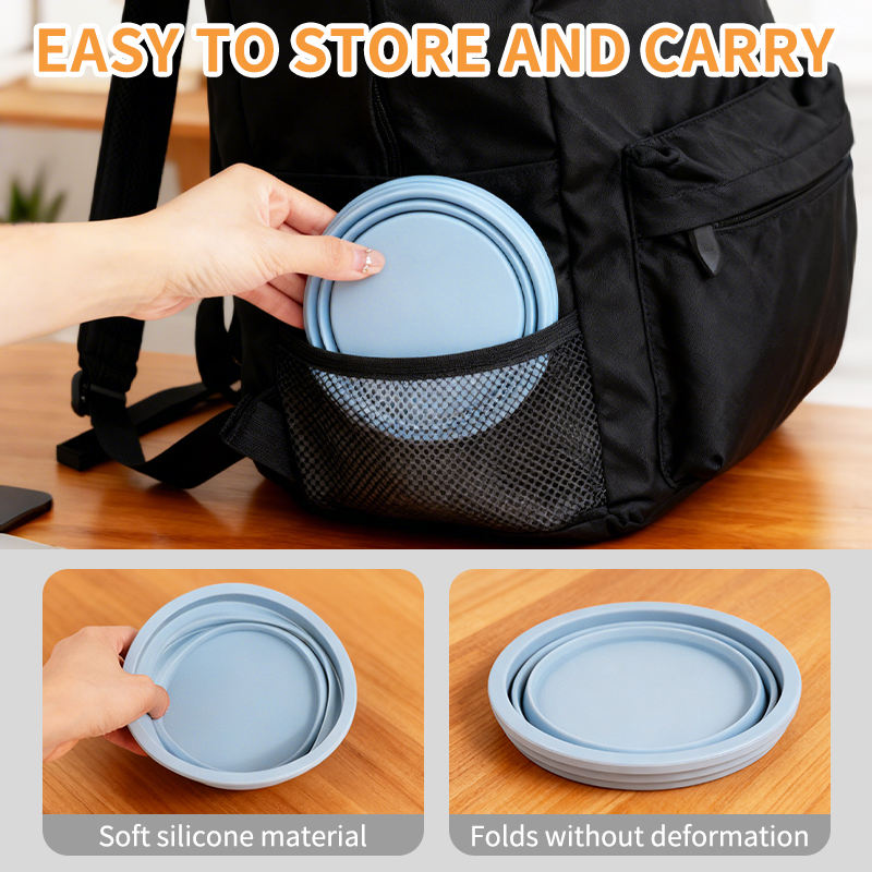 Cuenco plegable de silicona para perros con logotipo personalizado, cuenco plegable lavable f&aacute;cil para exteriores para perros, cuenco plegable para cachorros