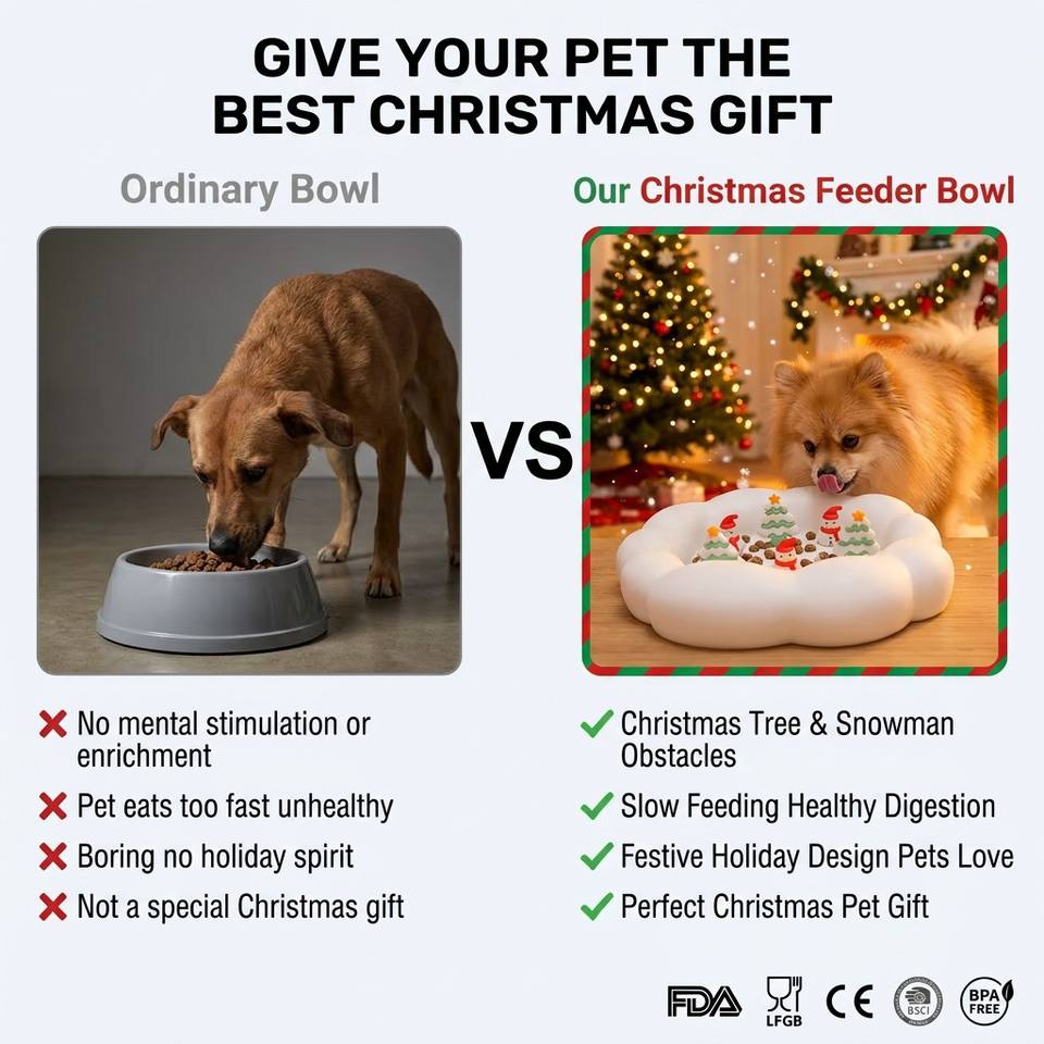 Tapis &agrave; l&eacute;cher pour chien de compagnie de No&euml;l, bol &agrave; alimentation lente, pr&ecirc;t &agrave; exp&eacute;dier, tapis &agrave; l&eacute;cher en Silicone pour ingestion lente