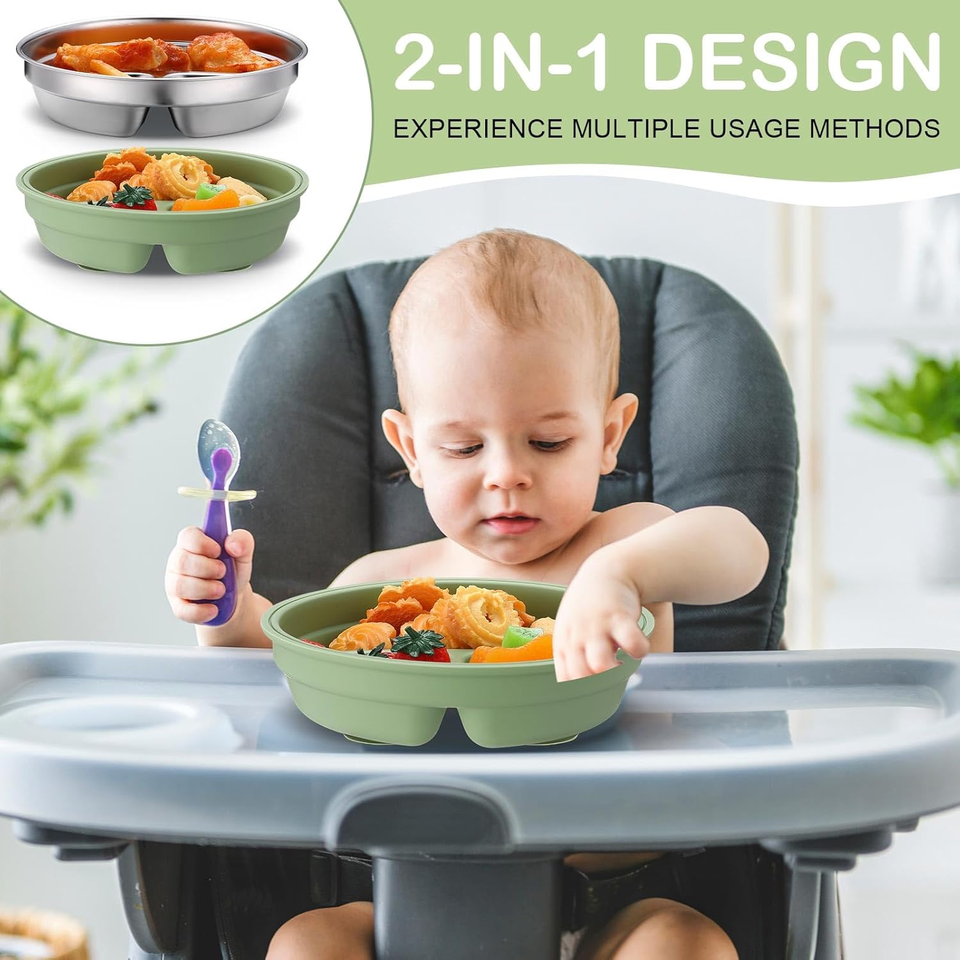 Reci&eacute;n llegados, cubierta de silicona de acero inoxidable 304, cuenco de alimentaci&oacute;n de beb&eacute;, cuenco para ni&ntilde;os, cuenco colorido de acero inoxidable de calidad alimentaria para ni&ntilde;os